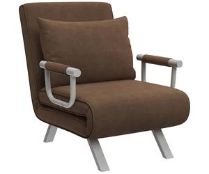 HOMCOM - Sillón Calefactor, sofá Cama, Convertible, 1 Plaza desenfundable, Grand Confort Cojín Pies reposabrazos de Metal Ante marrón