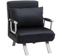 HOMCOM - Sillón Calefactor, sofá Cama, Convertible de 1 Plaza, desenfundable Grand Confort Cojín Pies reposabrazos de Metal Ante Negro