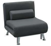 HOMCOM Sillón Cama 3 en 1 con Respaldar Ajustable y Cojín en Tela Efecto Terciopelo Gris Oscuro Aosom España