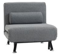 HOMCOM Sillón Cama con Respaldo Regulable en 5 Posiciones, Tejido Efecto Lino y Acero, 75x70x75 cm, Gris