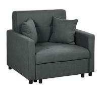 HOMCOM Sillón Cama en Tejido Efecto Terciopelo Gris con 2 Cojines y Espacio Contenedor, 100x98x88 cm