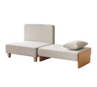 HOMCOM Sillón Cama Individual 2 en 1 Plegable con Cojines, Salvaespacio en Tejido Mixto Lino-Terciopelo, Crema