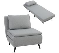HOMCOM Sillón cama individual 3 en 1, reclinable, 3 niveles, gris claro