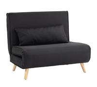 HOMCOM Sillón Cama Plegable con Respaldo Ajustable en 6 Posiciones Almohada Acolchada Carga 350 kg 94x78x80 cm Negro