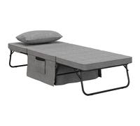 HOMCOM Sillón Cama Tapizado en Lino con Respaldo Ajustable de 5 Niveles Almohada Acolchada 75x80x74 cm Gris