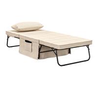 HOMCOM Sillón Cama Tapizado en Lino con Respaldo Ajustable de 5 Niveles Almohada Acolchada 75x80x74 cm Crema