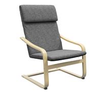 HOMCOM Sillón con reposabrazos y soporte para el cuello, revestimiento similar al lino, estructura de madera, Gris + Natural