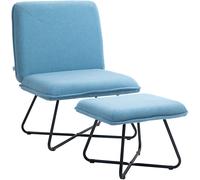 Homcom Sillón con reposapiés 68x71x91 cm azul claro