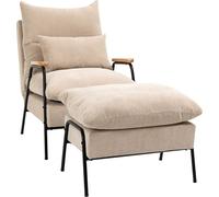 Homcom Sillón con reposapiés 68x91.5x88 cm beige