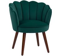 HOMCOM Sillón Concha Sillón de Salón Chambre con Respaldo y Cojín Aspecto Terciopelo Patas en Madera de Caucho Verde Aosom España