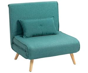 HOMCOM Sillón Convertible 1 Plaza 4 en 1, calentador y sillón cama con respaldo ajustable en 5 posiciones, almohada incluida, sofá cama clic-clac para invitados, sala de estar, oficina, verde