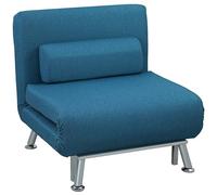 HOMCOM - Sillón Convertible de 1 Plaza con calefacción, 3 en 1, sillón Cama con Respaldo Ajustable en 5 Posiciones, cojín Incluido, sofá Cama, 1 Plaza para Invitados, salón, Carga 150 kg, Color Azul