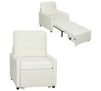 HOMCOM Sillón convertible de 1 plaza, Sillón-cama polar Teddy con almacenamiento oculto, bolsillos laterales, amplio asiento acolchado, cojín, sofá-cama para invitados, salón, espacios pequeños, crema