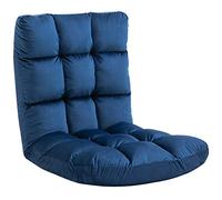 HOMCOM Sillón Convertible Sillón Perezoso Gran Confort Inclinación Respaldo Multiposición 90°-180° Franela Poliéster Capitonado Azul Rey