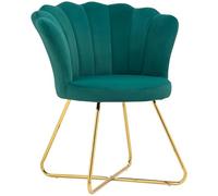HOMCOM Sillón Coquillage Silla Tocador Sillón de Terciopelo Sillón de Salón con Patas de Acero para Salón y Dormitorio, 69 x 64 x 80 cm, Verde Oscuro