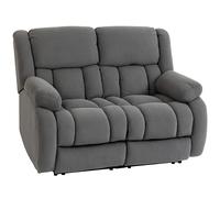 HOMCOM Sillón de 2 Plazas Relax Reclinable Manual Sillón Relax Tapizado en Terciopelo Reposapiés Ajustable Asiento Amplio Gris