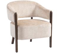 HOMCOM Sillón de acento, butaca tapizada en chenilla con estructura y patas de madera maciza, Beige Aosom España