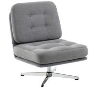 HOMCOM Sillón de acento giratorio butaca de lectura acolchada chenilla asiento amplio cojín con muelles y patas metálicas Gris claro Aosom España