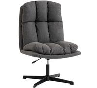 HOMCOM Sillón de acento giratorio sillón de lectura efecto lino sin reposabrazos con asiento amplio y patas metálicas Gris oscuro Aosom España