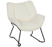 HOMCOM Sillón de acento moderno, sillón tapizado en Sherpa-Fleece con respaldo ancho y patas de acero, fácil montaje, blanco