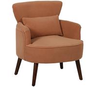 HOMCOM Sillón de Brazo Moderno, Sillón de Acento Acolchado con Cojín Lumbar, Patas de Madera de Caucho, Naranja