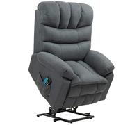 HOMCOM Sillón de elevación sillón reclinable eléctrico con función de masaje sillón acolchado con función de elevación metal tela Aosom España