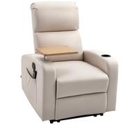 HOMCOM Sillón de Masaje 8 Puntos de Masaje 77x93x105 cm Beige | Sillón Relax Eléctrico, Sofá Relax, 4 Modos Reclinación 145°, Mando a Distancia, Mesita, 2 Bolsillos Laterales, Posavasos