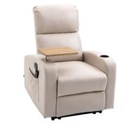 HOMCOM Sillón de Masaje Relax Eléctrico 4 Modos Vibración Reclinación 145° Microfibra Mando a Distancia Beige Aosom España