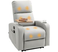 HOMCOM Sillón de Masaje con 8 Puntos de Masaje Sillón Relax Eléctrico Sofá Relax con 4 Modos Reclinación 145° Mando a Distancia Mesita 2 Bolsillos Laterales y Posavasos 77x93x105 cm Gris Claro