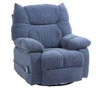 HOMCOM Sillón de Masaje con Función de Calor y Reclinable giratorio hasta 150 kg Estructura de Metal 98x90x98 cm Azul Aosom España