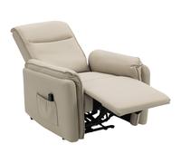 HOMCOM Sillón de Masaje Eléctrico con Revestimiento de Piel Sintética y Reposapiés con Bolsillo Lateral Beige Aosom España