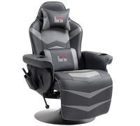 HOMCOM Sillón de Masaje Función de Masaje Respaldo Inclinable Reposapiés hasta 120 kg Estructura de Acero Piel Sintética Gris Aosom España