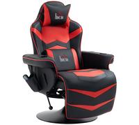 HOMCOM Sillón de Masaje Función de Masaje Respaldo Inclinable Reposapiés hasta 120 kg Marco de Acero Piel Sintética Rojo Aosom España