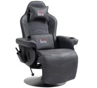 HOMCOM Sillón de Masaje Función de Masaje Respaldo Inclinable Reposapiés hasta 120 kg Marco de Acero Piel Sintética Negro Aosom España