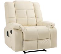 HOMCOM Sillón de Masaje Reclinable con 8 Puntos de Masaje Mando a Distancia Tapizado en PU Reposapiés Bolsillo Lateral Crema