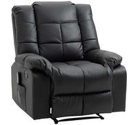 HOMCOM Sillón de Masaje Reclinable con 8 Puntos de Masaje Mando a Distancia Tapizado en PU Reposapiés Bolsillo Lateral Negro