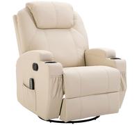HOMCOM Sillón de masaje reclinable, sillón de relajación, respaldo y reposapiés ajustables, 84 x 92 x 109 cm, crema
