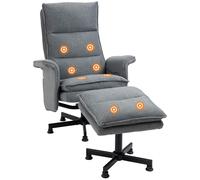 HOMCOM Sillón de Masaje Relax Eléctrico con Reposapiés Sillón Masaje Tapizado en Lino con Mando a Distancia y 8 Zonas de Masaje Carga 120 kg 78x93x99 cm Gris