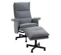 HOMCOM Sillón de Masaje Relax Eléctrico con Reposapiés Sillón Masaje Tapizado en Lino con Mando a Distancia y 8 Zonas de Masaje Carga 120 kg 78x93x99 cm Gris