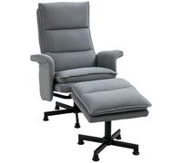 HOMCOM Sillón de Masaje Relax Eléctrico con Reposapiés Sillón Tapizado en Lino con Mando a Distancia y 8 Zonas de Masaje Carga 120 kg 78x93x99 cm Gris