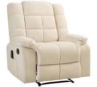 HOMCOM Sillón de Masaje, Sillón Relax Reclinable con 8 Puntos de Masaje, Mando a Distancia, Tapizado en PU, Reposapiés, Bolsillo Lateral, Butaca para Salón, Dormitorio, Crema