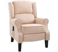 HOMCOM Sillón de Masaje Sillón Relax Reclinable con Mando a Distancia 2 Zonas de Masaje Bolsillo Lateral y Tapizado en Tejido de Ante 78x83x101 cm Crema