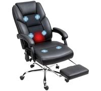 HOMCOM Sillón de oficina con masaje y calefacción reclinable Negro