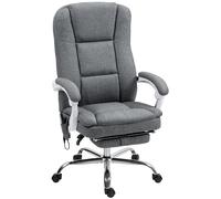 HOMCOM Sillón de oficina masajeador y calefactable silla de oficina con altura regulable respaldo reclinable 66x60x113-121cm gris