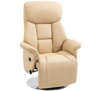 HOMCOM Sillón de relax, silla de relax giratoria con reposapiés y reposabrazos ajustables, silla de TV de piel sintética, capacidad de carga de hasta 150 kg, para salón, dormitorio, cine en casa