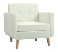 HOMCOM Sillón de Salón Butaca para Dormitorio con Reposabrazos 78 cm Crema | Moderno, Patas de Madera, Sillón Pequeño, para Oficina, Sala de Estar