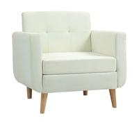 HOMCOM Sofá de 1 Plaza Sofá de Salón Moderno con Reposabrazos y Patas de Madera Sofá Pequeño para Oficina Sala de Estar 78x70x75 cm Crema