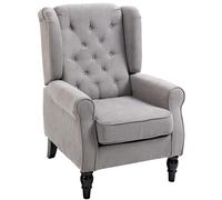 HOMCOM Sillón de Salón con Reposacabezas y Patas de Madera Butaca Carga 160 kg para Dormitorio Oficina Sala de Estar 74x86x102 cm Gris Aosom España