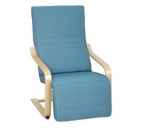 Homcom sillón de salón con reposapiés ajustable, butaca de salón tapizada en lino sintético con marco de madera, sillón de relax para dormitorio, oficina, estudio, 66,5x94x100 cm, azul