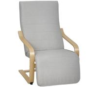 HOMCOM Sillón de Salón con Reposapiés Ajustable, Butaca de Salón Tapizada en Lino Sintético con Marco de Madera, Sillón de Relax para Dormitorio, Oficina, Estudio, 66,5x94x100 cm, Gris Claro